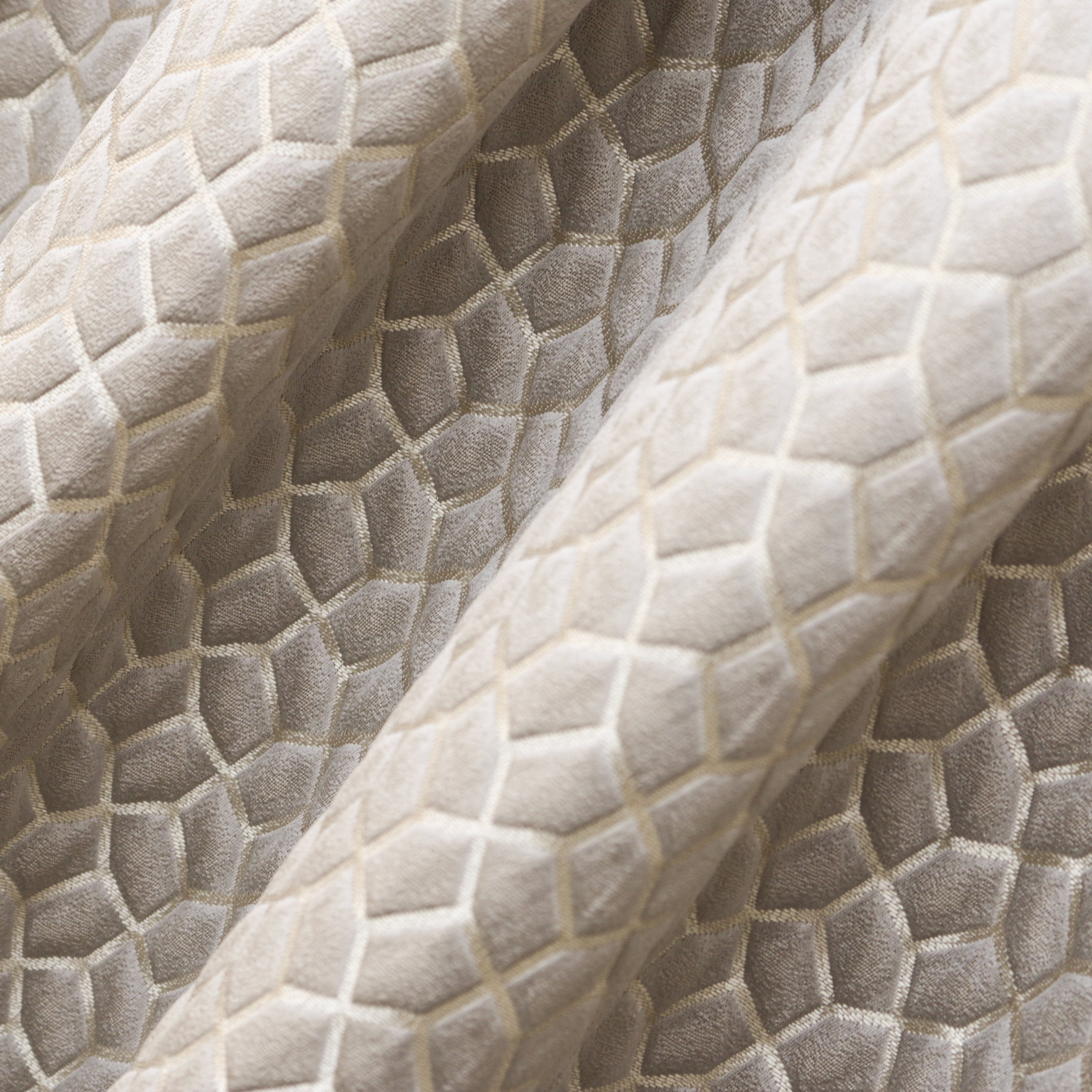 Fabric Mart Direct Cream Jacquard Weave Fabric By The Yard, 54 inches or 137 cm width, 19 Continuous Yards Cream Jacquard Fabric, Hexagon Geometric, Upholstery Drapery Curtain Wholesale Fabric