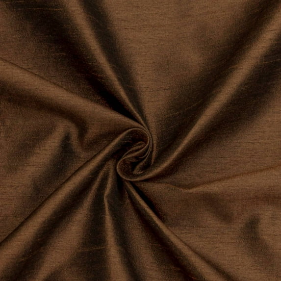 Fabric Mart Direct Dark Chocolate Faux Silk Fabric By The Yard, 42 inches or 107 cm width, 12 Continuous Yards Brown Silk Fabric, Slubbed Faux Silk, Bridal Dress Silk Fabric, Wholesale Art Silk Fabric