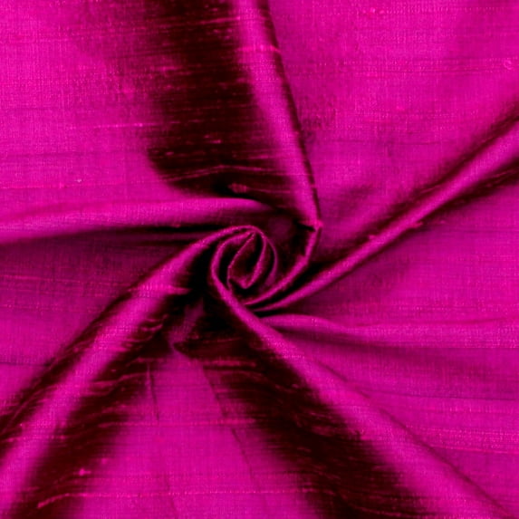 Fabric Mart Direct Dark Fuchsia Pink 100% Pure Silk Fabric By The Yard, 41 inches or 104 cm width, 1 Continuous Yard Pink Silk Fabric, Pure Silk Dupioni Bridal Dress Curtain Wholesale Fabric