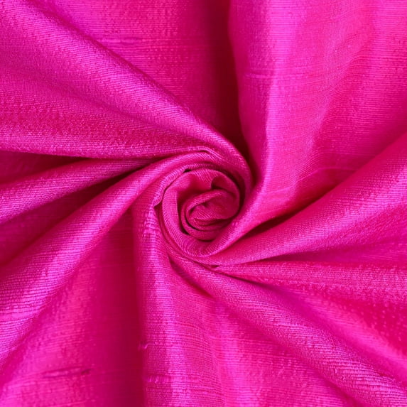 Fabric Mart Direct Fuchsia Pink Silk Dupioni Fabric By The Yard, 41 inches or 104 cm width, 13 Continuous Yards Pink Silk Fabric, Slubbed Silk Dupioni, Bridal Dress Wholesale Silk Dupioni Fabric