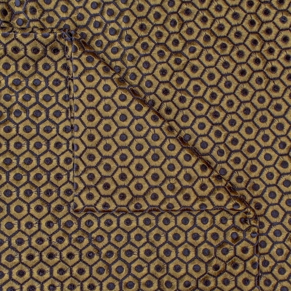 Fabric Mart Direct Gold Hexagon Embroidery Fabric By The Yard, 11 Continuous Yards 54 inch or 137 cm Width, Jacquard Fabric, Upholstery Fabric, Curtain Fabric, Wholesale Fabric, Geometric Fabric