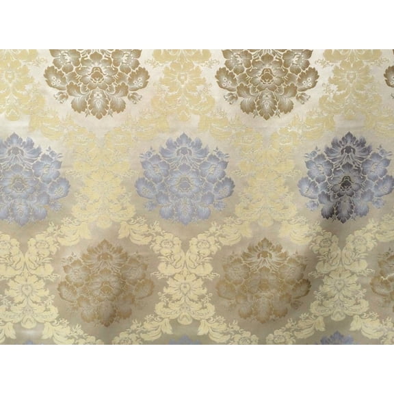 Fabric Mart Direct Gray, Gold Poly Cotton Fabric By The Yard, 55 inches or 140 cm width, 10 Continuous Yards Gold Cotton Fabric, Floral Damask, Upholstery Drapery Curtain Wholesale Fabric