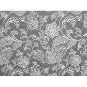 Fabric Mart Direct Gray, Ivory Poly Cotton Fabric By The Yard, 55 inches or 140 cm width, 1 Yard Ivory Cotton Fabric, Floral, Upholstery Drapery Curtain Wholesale Fabric, Window Treatment