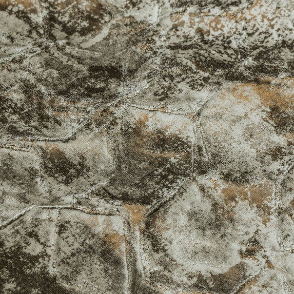 Fabric Mart Direct Grayish Beige Foil Printed Jacquard Fabric By The Yard, 54 inches or 137 cm width, 1 Yard Beige Jacquard Fabric, Antique Hexagons Textured, Upholstery Curtain Wholesale Fabric