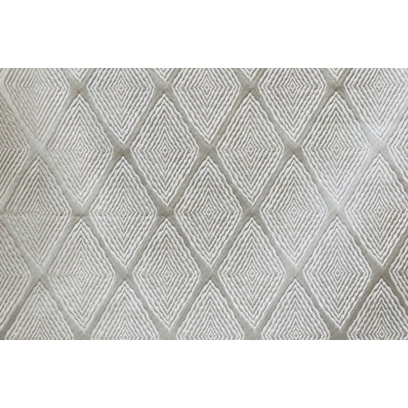 Fabric Mart Direct Grayish Beige Jacquard Textured Fabric By The Yard, 54 inches or 137 cm width, 1 Yard Beige Jacquard Fabric, Geometric Textured Diamonds, Upholstery Drapery Curtain Wholesale Fabric