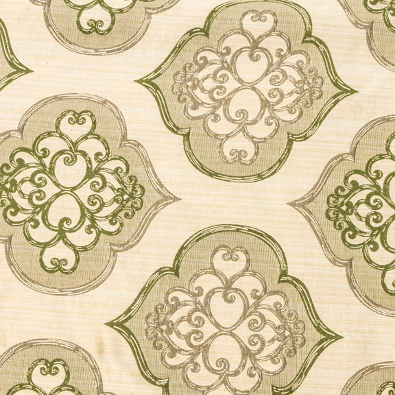 Fabric Mart Direct Green Polyester Weaved Fabric By The Yard, 48 inches or 122 cm width, 3 Continuous Yards Green Polyester Fabric, Geometric Olive, Upholstery Drapery Curtain Wholesale Fabric