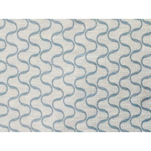 Fabric Mart Direct Ivory, Teal Blue Viscose Linen Fabric By The Yard, 55 inches or 140 cm width, 14 Continuous Yards Ivory Linen Fabric, Waves, Upholstery Drapery Curtain Wholesale Fabric