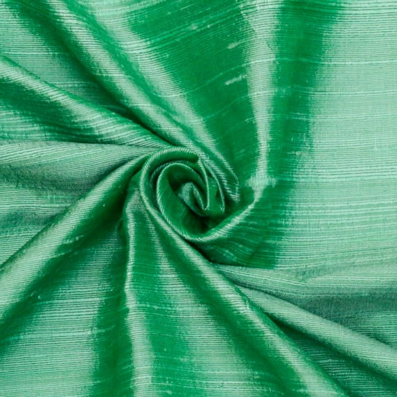 Fabric Mart Direct Light Emerald Green Silk Dupioni Fabric By The Yard, 41 inches / 104 cm width, 6 Continuous Yards Green Silk Fabric, Slubbed Silk Dupioni, Bridal Dress Wholesale Silk Dupioni Fabric