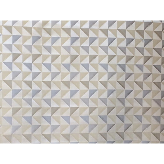 Fabric Mart Direct Light Gold Poly Cotton Fabric By The Yard, 55 inches or 140 cm width, 9 Continuous Yards Gold Cotton Fabric, Geometric Triangles, Upholstery Drapery Curtain Wholesale Fabric