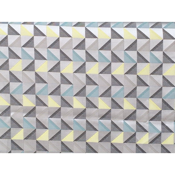 Fabric Mart Direct Lime Yellow Poly Cotton Fabric By The Yard, 55 inches / 140 cm width, 10 Continuous Yards Yellow Cotton Fabric, Geometric Triangle, Upholstery Drapery Curtain Wholesale Fabric