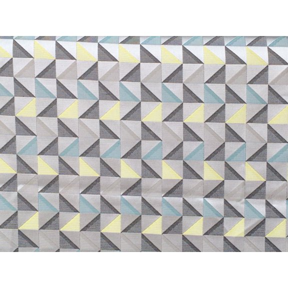 Fabric Mart Direct Lime Yellow Poly Cotton Fabric By The Yard, 55 inches / 140 cm width, 11 Continuous Yards Yellow Cotton Fabric, Geometric Triangle, Upholstery Drapery Curtain Wholesale Fabric