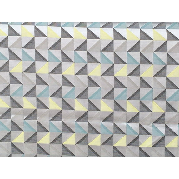 Fabric Mart Direct Lime Yellow Poly Cotton Fabric By The Yard, 55 inches / 140 cm width, 13 Continuous Yards Yellow Cotton Fabric, Geometric Triangle, Upholstery Drapery Curtain Wholesale Fabric