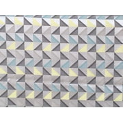 Fabric Mart Direct Lime Yellow Poly Cotton Fabric By The Yard, 55 inches / 140 cm width, 3 Continuous Yards Yellow Cotton Fabric, Geometric Triangle, Upholstery Drapery Curtain Wholesale Fabric