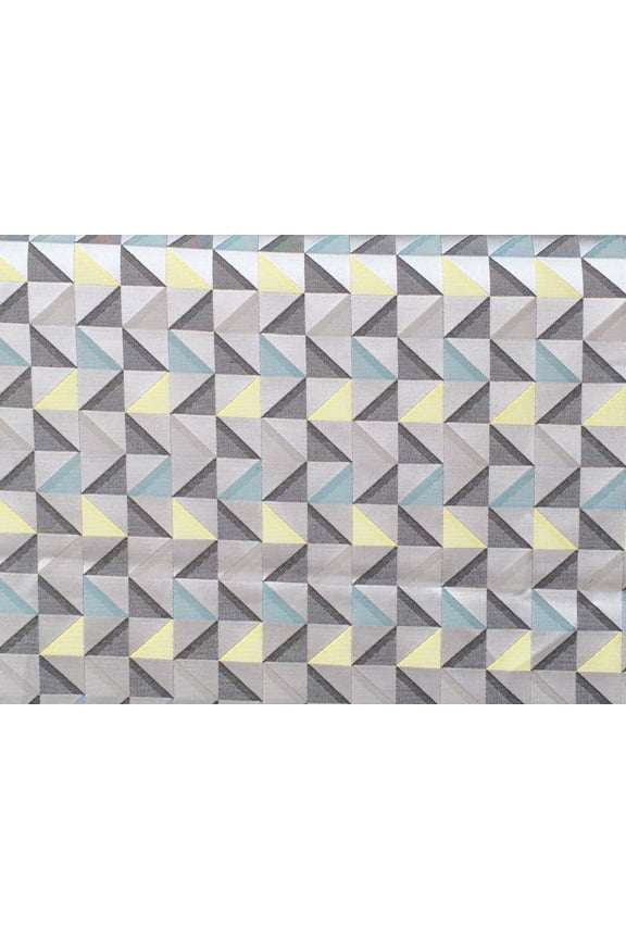 Lime Yellow Poly Cotton Fabric By The Yard, 55 inches / 140 cm width, 5 Continuous Yards Yellow Cotton Fabric, Geometric Triangle, Upholstery Drapery Curtain Wholesale Fabric