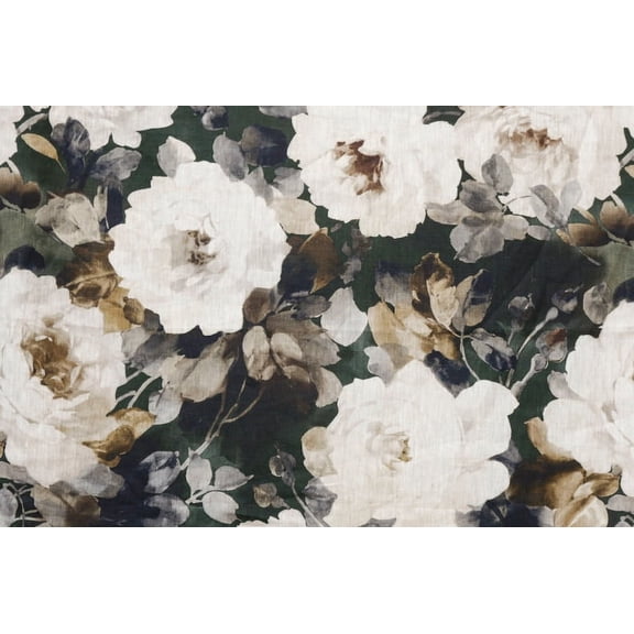 Fabric Mart Direct Midnight Roses Printed Cotton Fabric By The Yard, width Green & Brown Cotton Printed Fabric, Upholstery Fabric for Curtain/Drapery/Couch/Sofa