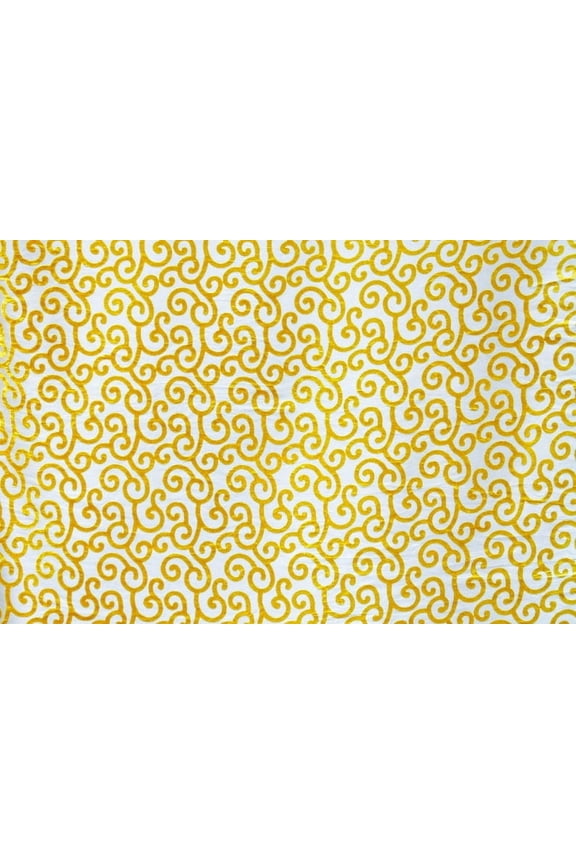 Mimosa Yellow Scrolls By The Yard, 44 inches or 111 cm width Yellow Poly Viscose Burnout Velvet, Upholstery Fabric for Curtain/Drapery/Couch/Sofa