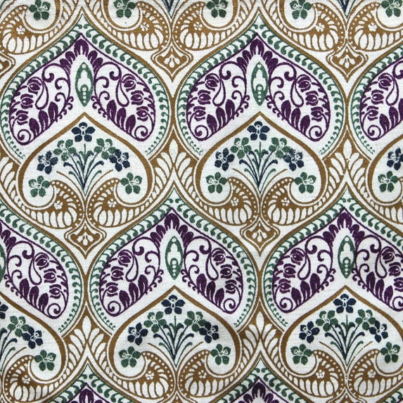 Fabric Mart Direct Multi Color Cotton Viscose Velvet Fabric By The Yard, 54 inches or 137 cm width, 18 Continuous Yards Multi Cotton Fabric, Moroccan Lotus, Upholstery Drapery Curtain Wholesale Fabric