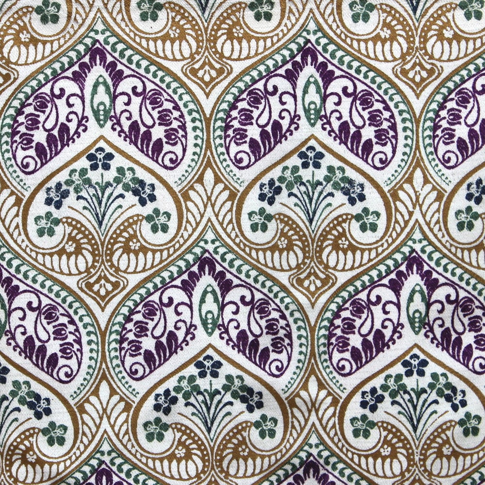 Fabric Mart Direct Multi Color Cotton Viscose Velvet Fabric By The Yard, 54 inches or 137 cm width, 3 Continuous Yards Multi Cotton Fabric, Moroccan Lotus, Upholstery Drapery Curtain Wholesale Fabric