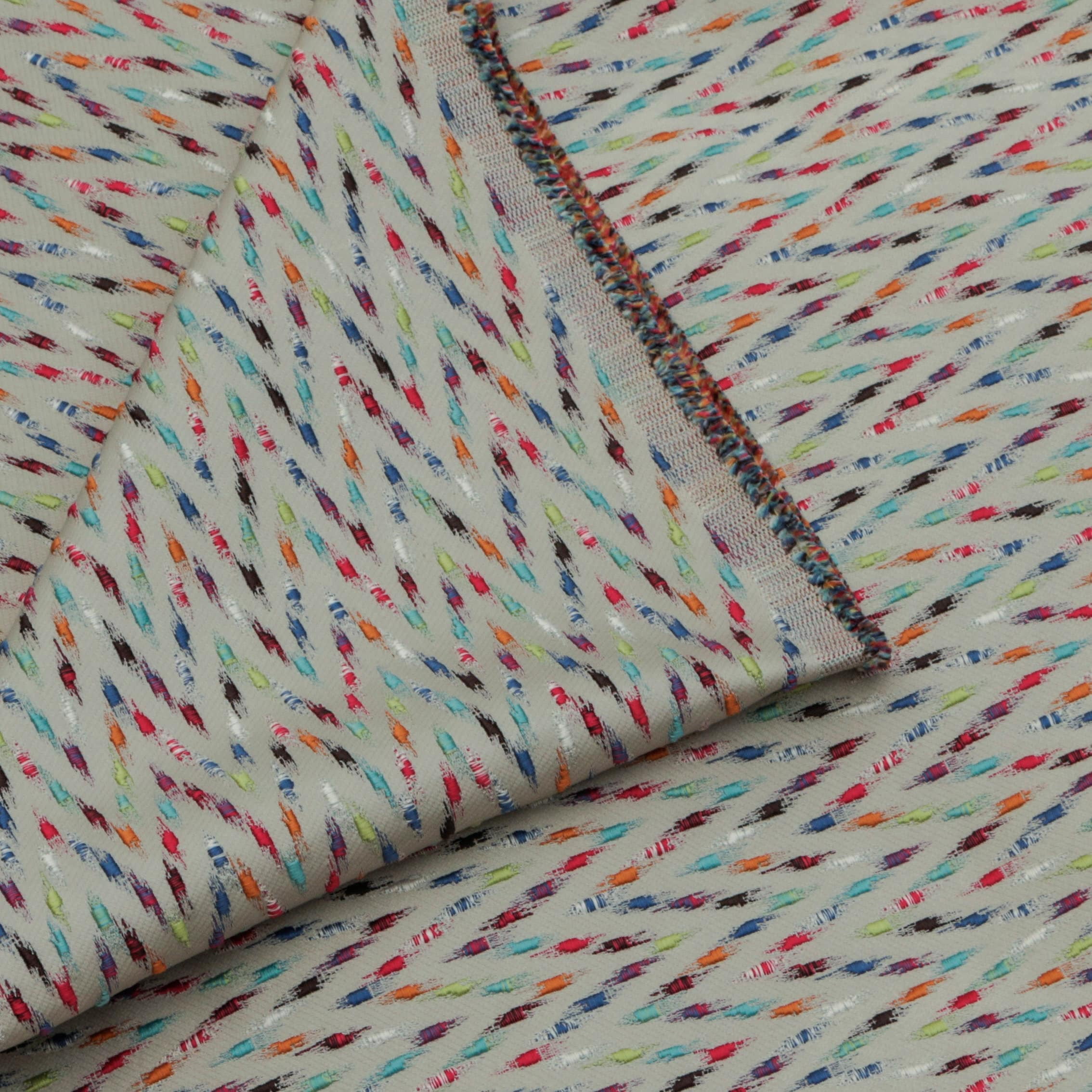 Fabric Mart Direct Multi Color Jacquard Fabric By The Yard, 54 inches or 137 cm width, 7 Continuous Yards Multi Jacquard Fabric, Colorful, Geometric Embroidery, Upholstery Drapery Curtain Wholesale