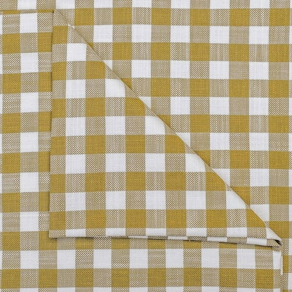FabricMartDirect Mustard Yellow Gingham Checks Cotton Fabric By The Yard, 4 Continuous Yards 55 inch or 140 cm Width, Upholstery Fabric, Drapery, Shower Curtain Fabric, Wholesale, Pure Cotton Fabric