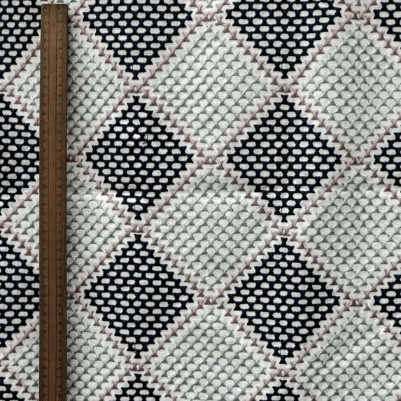 Fabric Mart Direct Navy Blue Cotton Fabric By The Yard, 54 inches or 137 cm width, 8 Continuous Yards Blue Cotton Fabric, Knotted Vibes Embroidery, Upholstery Drapery Curtain Wholesale Fabric