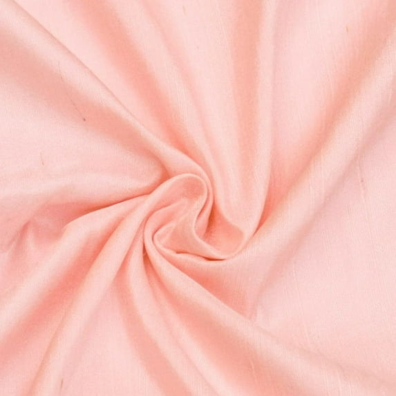 Fabric Mart Direct Peach Pink Pink Silk Dupioni Fabric By The Yard, 41 inches or 104 cm width, 5 Continuous Yards Pink Silk Fabric, Slubbed Silk Dupioni, Bridal Dress Wholesale Silk Dupioni Fabric