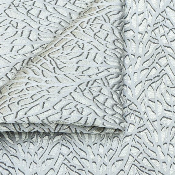 Fabric Mart Direct Pearl Gray Jacquard Weaved Fabric By The Yard, 54 inches or 137 cm width, 19 Continuous Yards Gray Jacquard Fabric, 3D Textured Behind The Web Abstract, Curtain Wholesale Fabric