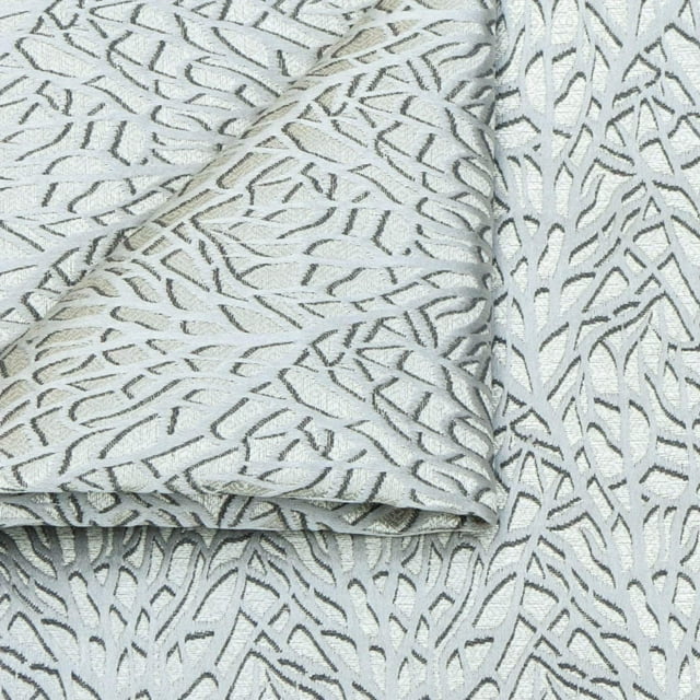 Fabric Mart Direct Pearl Gray Jacquard Weaved Fabric By The Yard, 54 inches or 137 cm width, 4 Continuous Yards Gray Jacquard Fabric, 3D Textured Behind The Web Abstract, Curtain Wholesale Fabric
