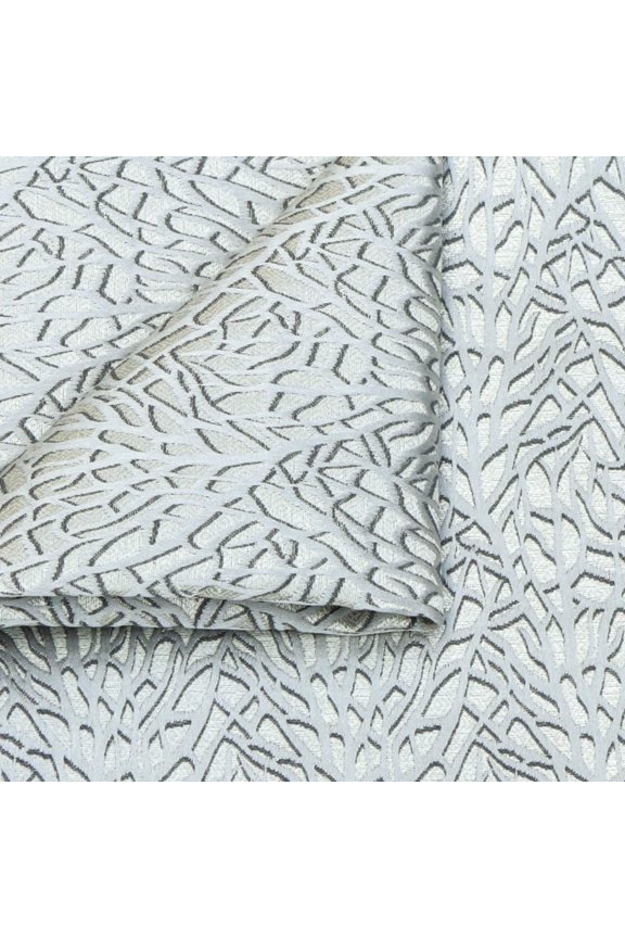 Pearl Gray Jacquard Weaved Fabric By The Yard, 54 inches or 137 cm width, 1 Yard Gray Jacquard Fabric, 3D Textured Behind The Web Abstract, Curtain Wholesale Fabric