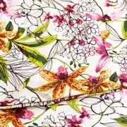 قماش مطبوع من القطن باللون الوردي والبرتقالي من Fabric Mart Direct By The Yard، عرض 54 بوصة أو 137 سم، 5 ياردات متواصلة، قماش قطني وردي، زهرة الحديقة، ستارة ستائر التنجيد، قماش بالجملة