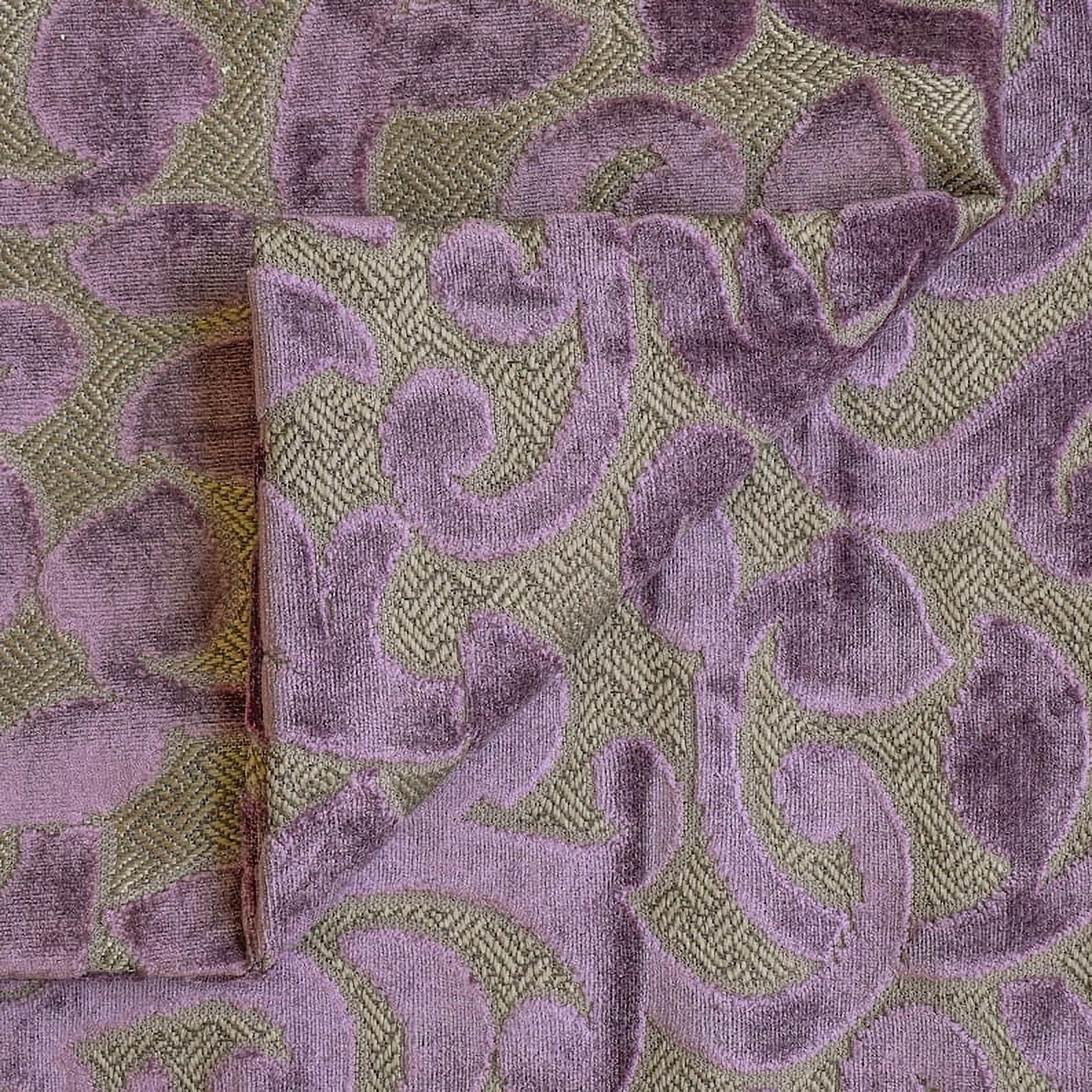 Fabric Mart Direct Purple, Base Color - Beige Fabric by the Yard, 54 inches or 137 cm Width Purple Velvet Fabric, 7 Continuous Yards Jacquard Velvet Fabric, Upholstery Fabric For Curtains, Pillows