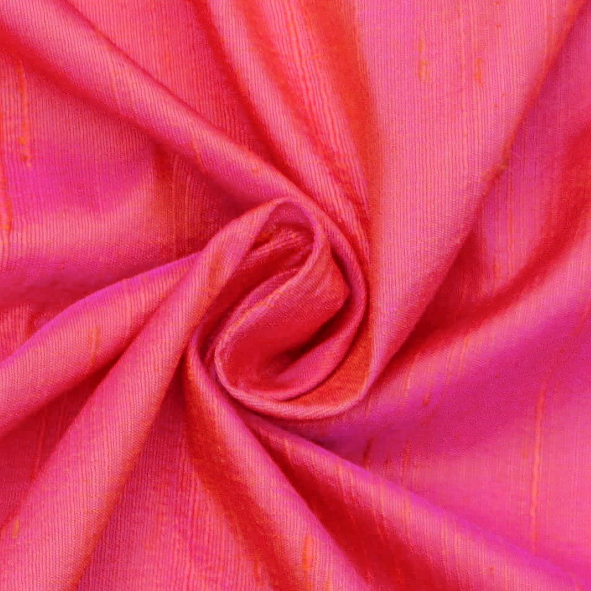 Fabric Mart Direct Raw Silk Fabric By The Yard, Coral Pink Dupioni Silk