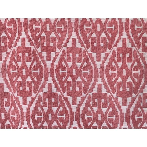 Fabric Mart Direct Red, White Cotton Linen Fabric By The Yard, 55 inches or 140 cm width, 10 Continuous Yards Red Cotton Fabric, Moroccan Damask, Upholstery Drapery Curtain Wholesale Fabric