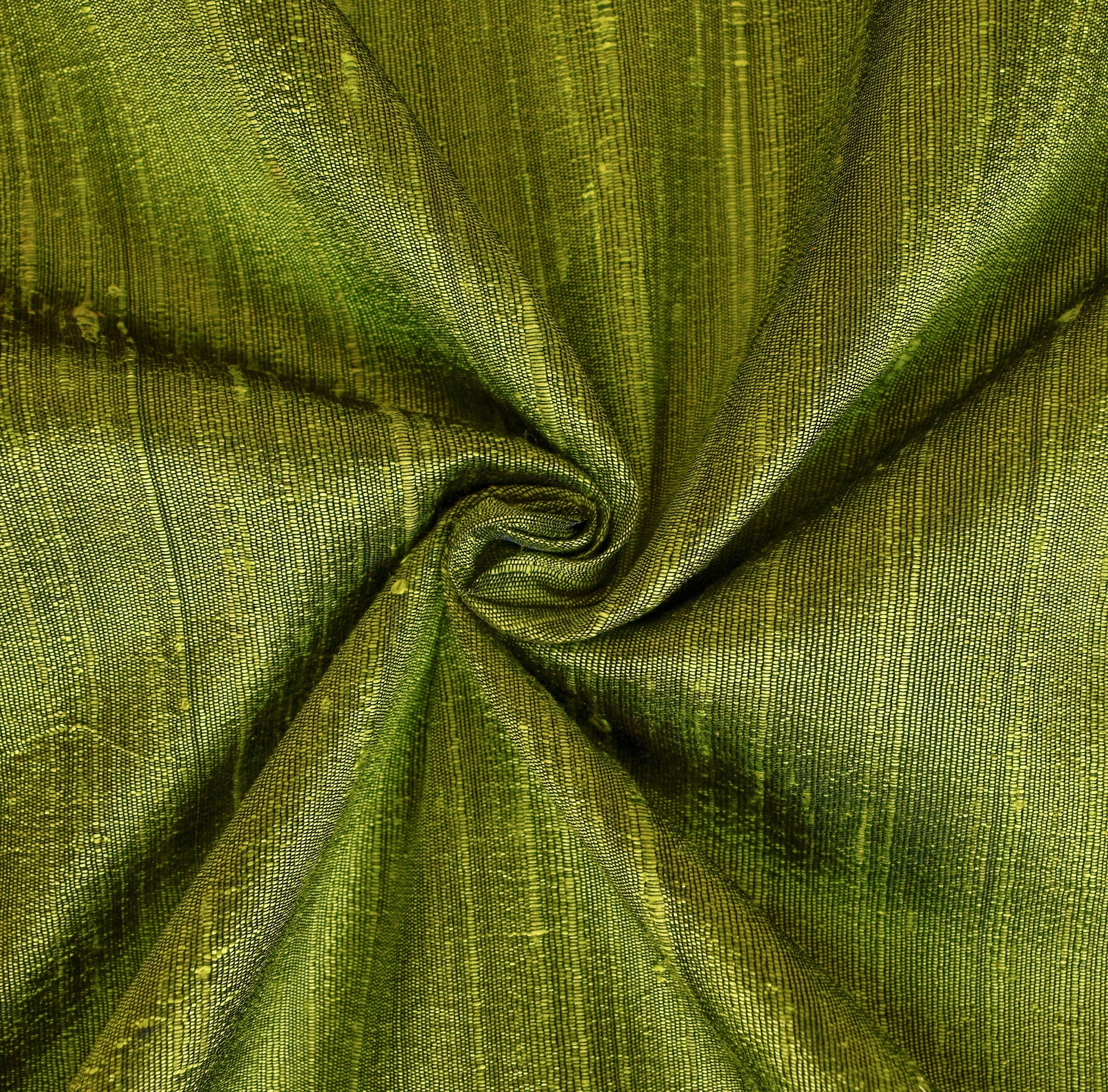 Fabric Mart Direct Silk Fabric, Olive Green Dupioni Silk Fabric, Green