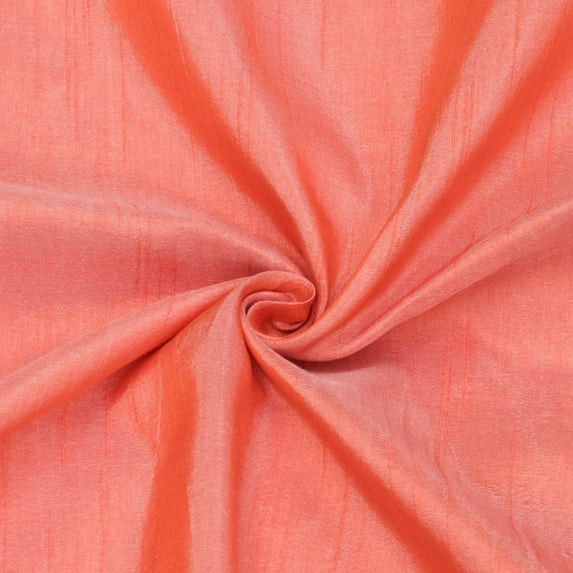 Fabric Mart Direct Silk Fabric Yardage, Coral Orange Silk Fabric, Faux Dupioni Silk Fabric 6 Continuous Yards Orange Silk Fabric Coral Orange Faux Silk Fabric, 42" width Faux Silk Fabric by Yard