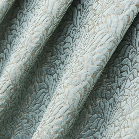 Fabric Mart Direct Teal Jacquard Weave Fabric By The Yard, 54 inches or 137 cm width, 9 Continuous Yards Blue Jacquard Fabric, Floral Damask, Upholstery Drapery Curtain Wholesale Fabric