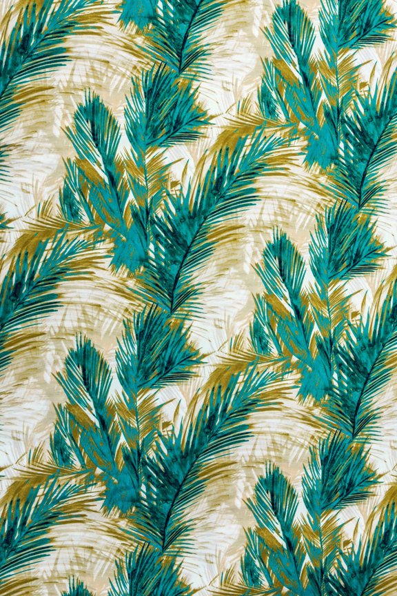Turquoise Printed Satin Fabric By The Yard, 54 inches or 137 cm width, 1 Yard Blue Satin Fabric, The Green Field, Upholstery Drapery Curtain Wholesale Fabric