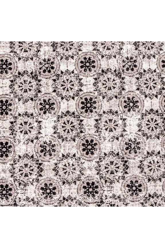 FabricMartDirect White, Black Digital Print Polyester Fabric By The Yard, 54 inch or 137 cm width, 14 Continuous Yards Black Polyester Fabric, Victorian Baroque, Upholstery Drapery Curtain Wholesale