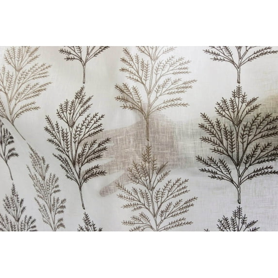 Fabric Mart Direct Off White Sheer Fabric By The Yard, 54 inches or 137 cm width, 7 Continuous Yards White Sheer Fabric, Fern Tree Embroidery, Upholstery Drapery Curtain Wholesale Fabric