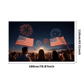thumbnail image 1 of Fabric Material American Flags Patriotic Banner Fireworks Design Decorative Evening Celebration for National Day Outdoor Event Independence Day, 1 of 8