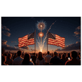 thumbnail image 1 of Fabric Material American Flags Patriotic Banner Fireworks Design Decorative Evening Celebration for National Day Outdoor Event Independence Day, 1 of 7