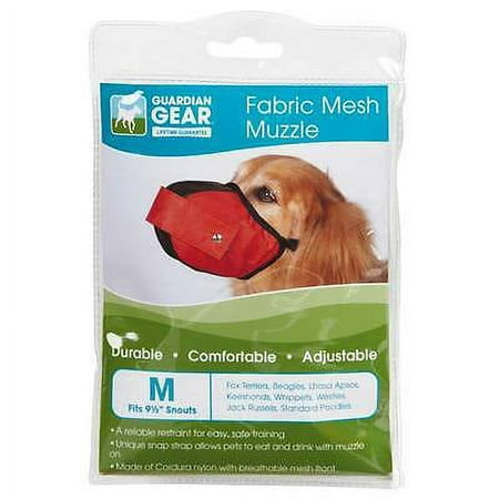 Fabric Mesh Dog Muzzles Comfortable Soft Red Muzzle for Dogs That Bite or Chew (Medium)