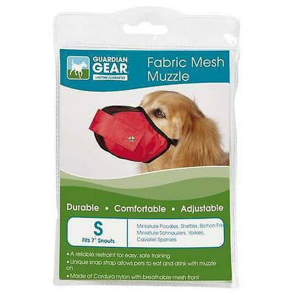 Fabric Mesh Dog Muzzles Comfortable Soft Red Muzzle for Dogs That Bite or Chew (Small)