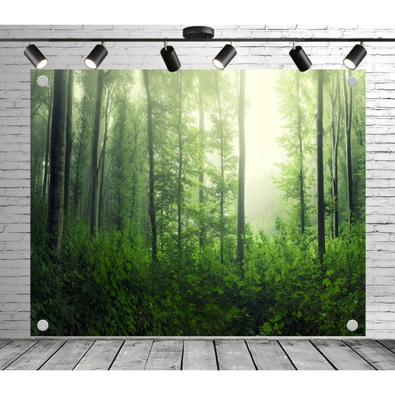 Fabric Misty Forest Nature Backdrop(Suitable for Home Decoration, Photoshoots, and Nature - Themed Backgrounds)Outdoor Nature Fabric Banner