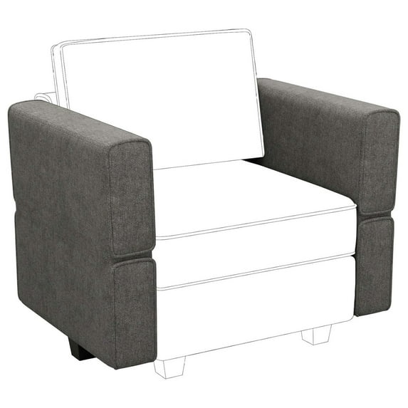 Fabric Modular Sectional Sofa Armrest Backrest Module Couch Side Sectional Part Armrest/Backrest Grey