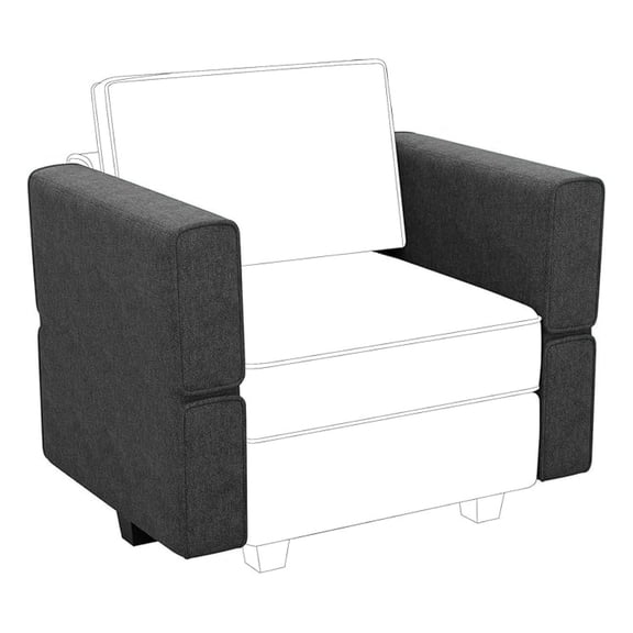 Fabric Modular Sectional Sofa Armrest Backrest Module Couch Side Sectional Part Armrest/Backrest (Set of 2) Dark Grey