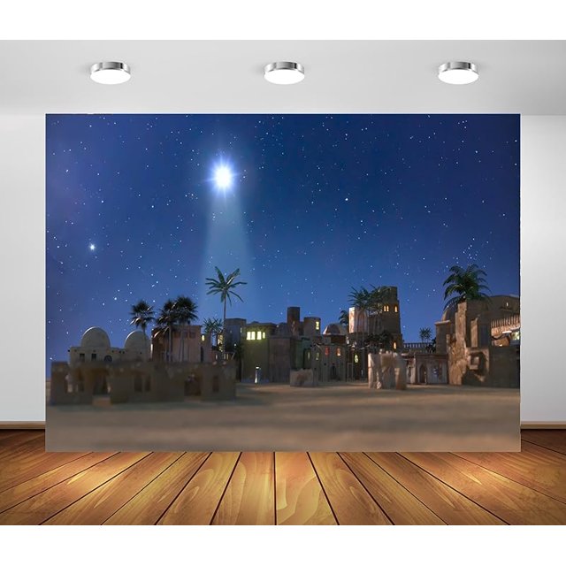 Fabric Nativity Backdrop Christmas Star Night Manger of Christmas of