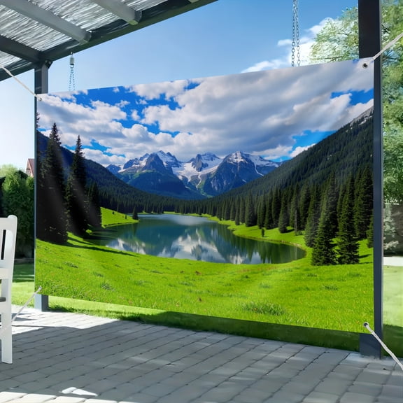 Fabric Natural Mountain Lake Backdrop Mount Rainier National Park Lake and Glacier Nature Landscape Background Hiking Travel Party Decorations Photo Studio Props