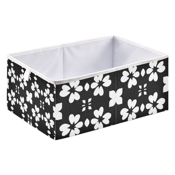 Fabric Open Basket Bins Foldable Storage Basket 2 Sizes Available Abstract Black White