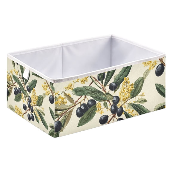 Fabric Open Basket Bins Foldable Storage Basket 2 Size Avliable Black Olives